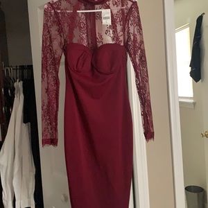 Burgundy midi dress size Medium Fashion Nova